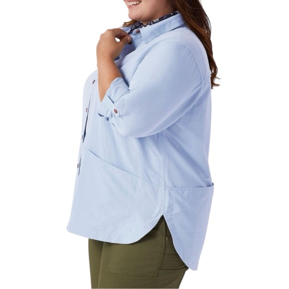 DULUTH TRADING CO Heirloom Gardening Button-Up Shirt in Light Blue Size 2X - Picture 2 of 14